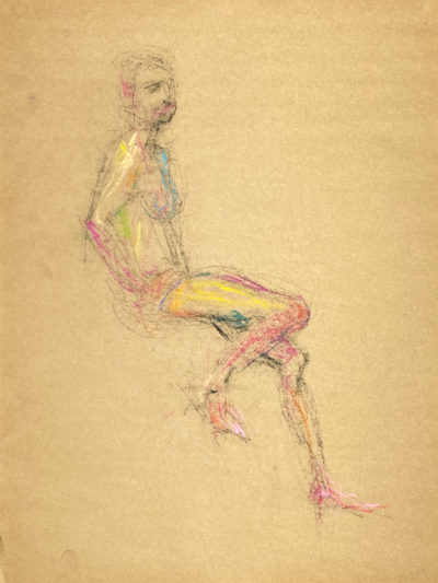 pastel drawing of sitting male model
