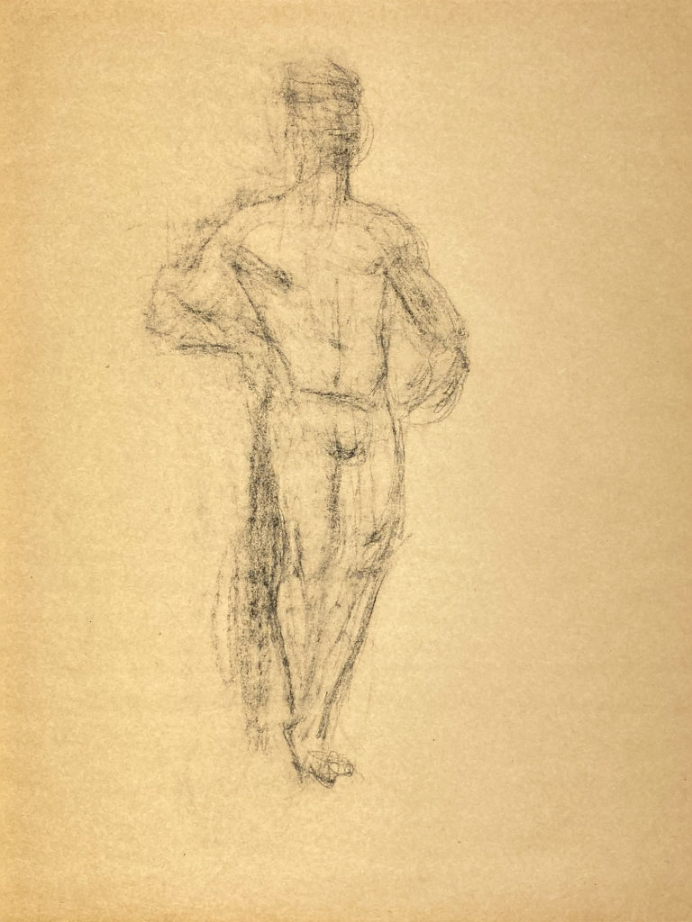 pastel drawing of male model