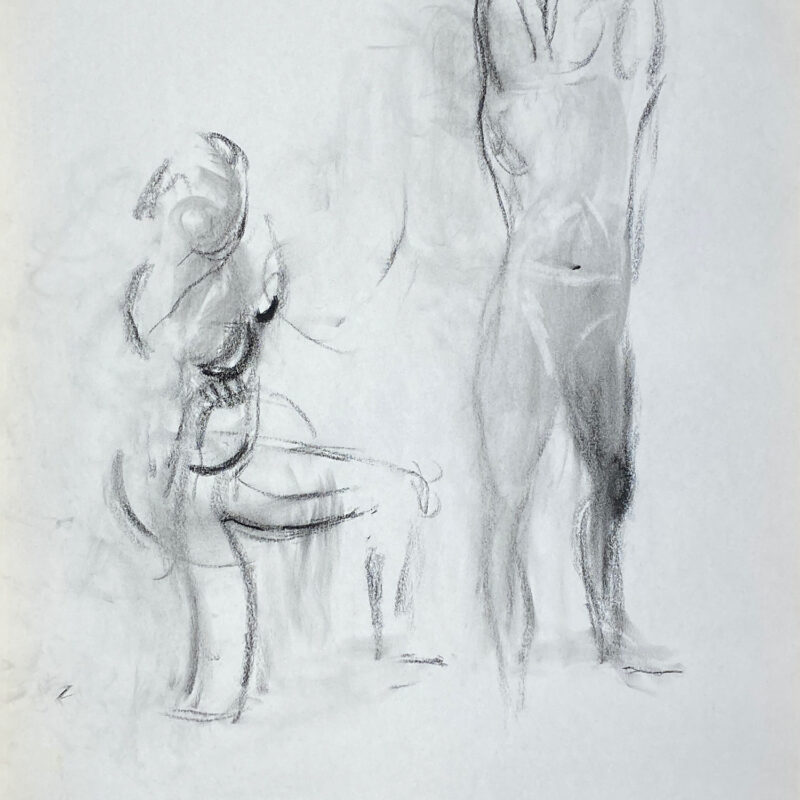 charcoal drawing of two male models