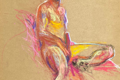 pastel drawing of male model aroused