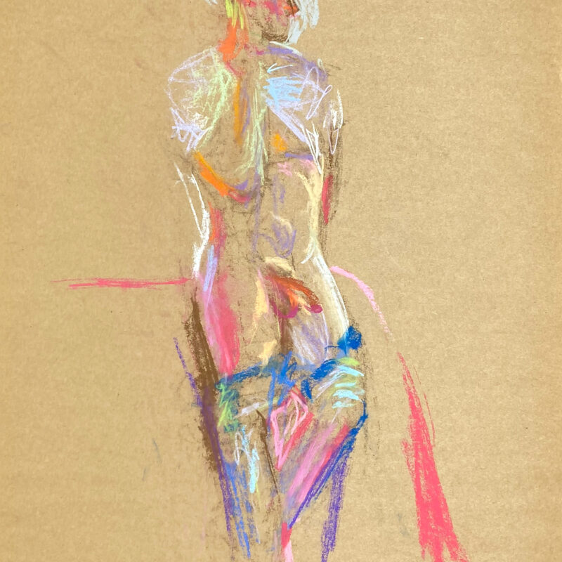 pastel drawing of standing male model