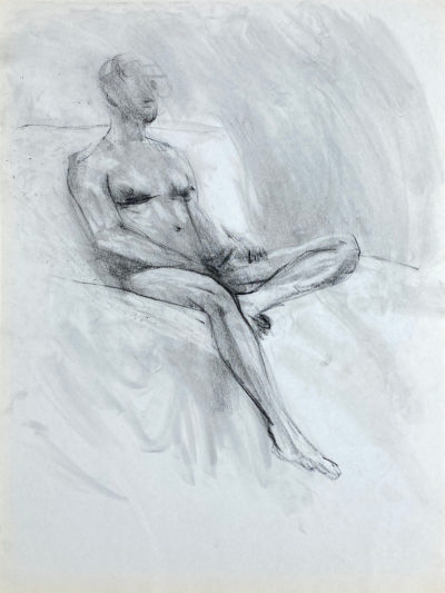charcoal drawing of naked man