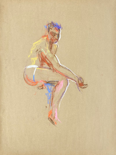 pastel drawing of male model in jocks