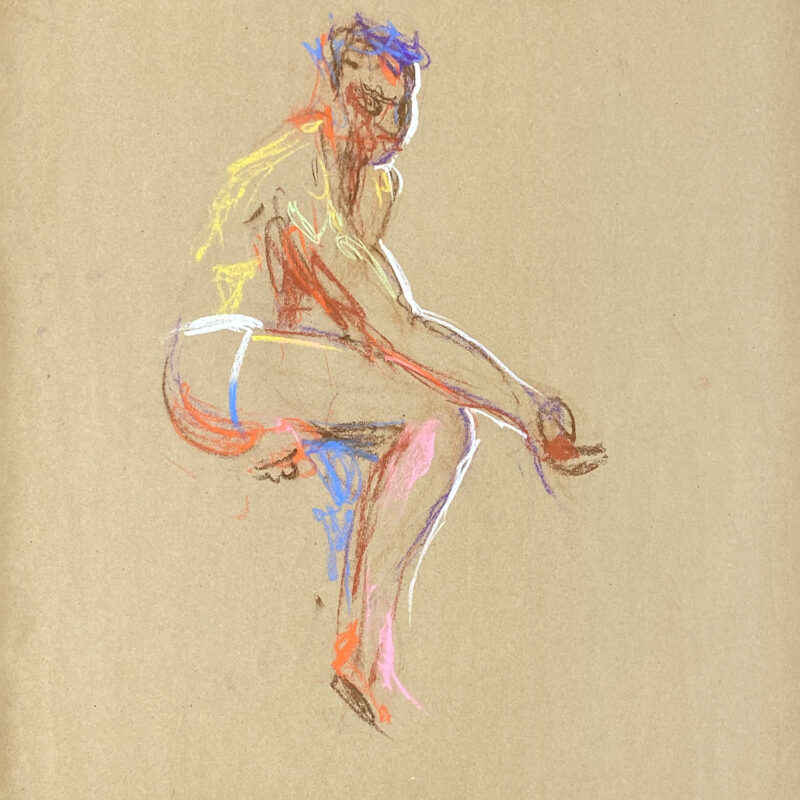 pastel drawing of male model in jocks