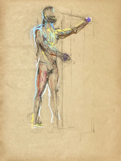 pastel drawing of male model